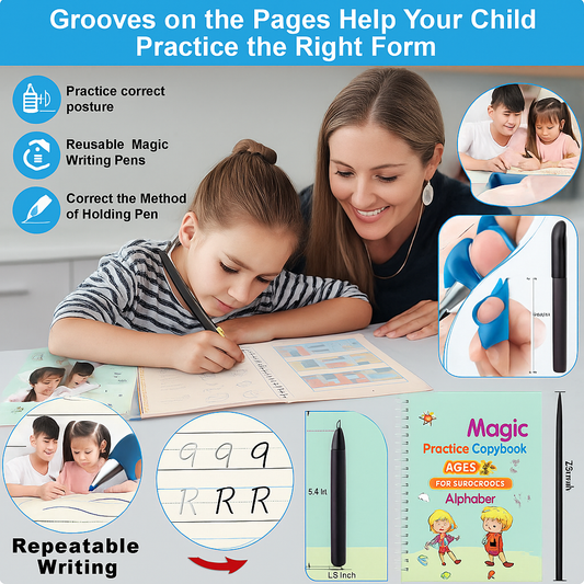 Sank Magic Practice Copybook (4 BOOKS,1 PEN,1 GRIP,10 REFILL) Pack of 1