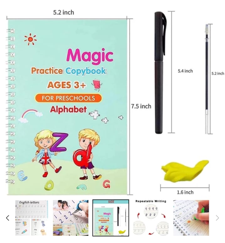 Sank Magic Practice Copybook (4 BOOKS,1 PEN,1 GRIP,10 REFILL) Pack of 1