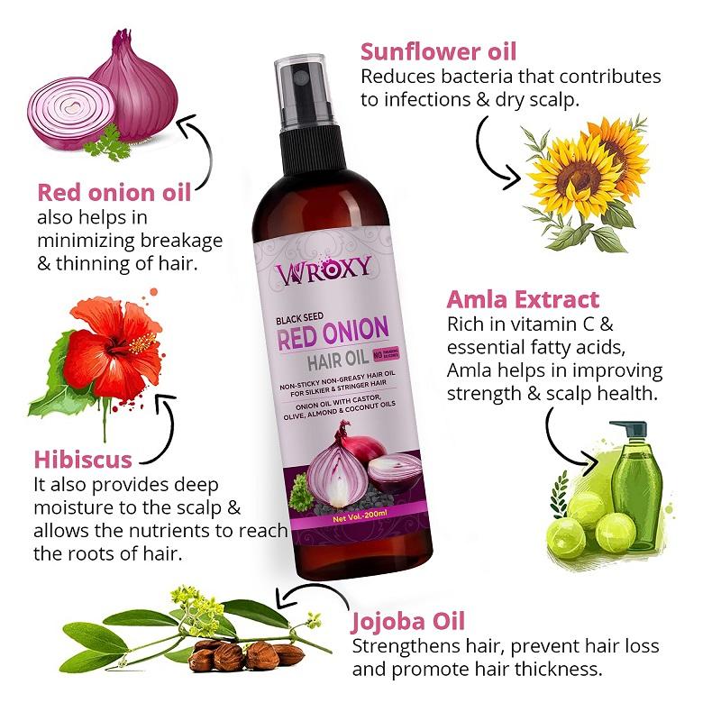 Wroxy Onion Black Seed Hair Oil Controls Hair Fall (Pack of 4)