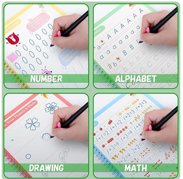 Sank Magic Practice Copybook (4 BOOKS,1 PEN,1 GRIP,10 REFILL) Pack of 1