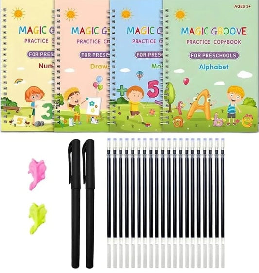 Sank Magic Practice Copybook (4 BOOKS,1 PEN,1 GRIP,10 REFILL) Pack of 1